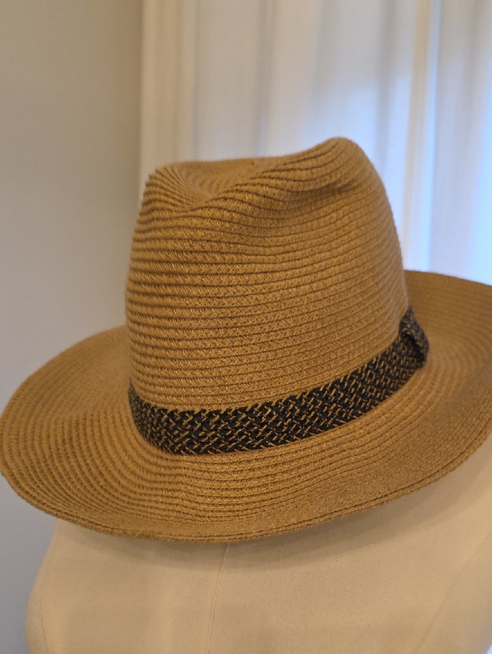 Anna & Ava  Straw Hat in Tan with Black Braided Band